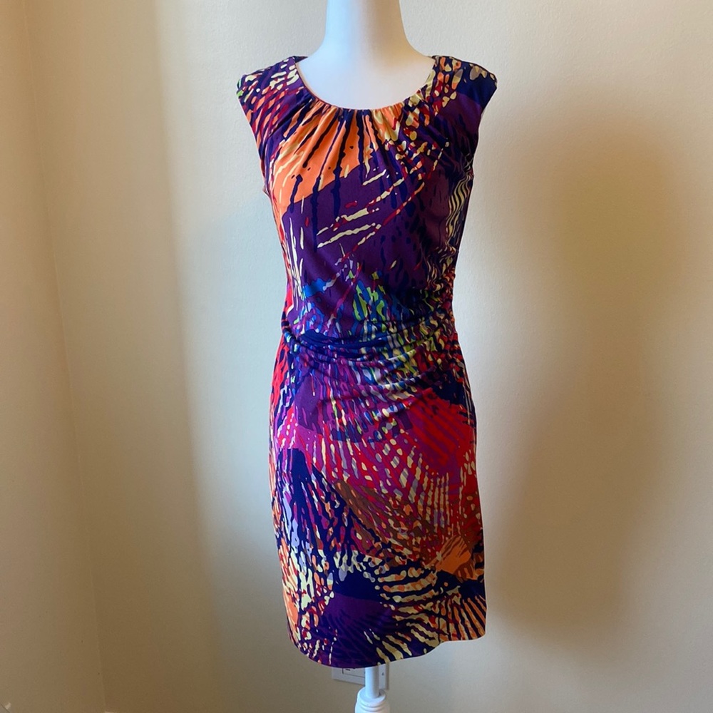 Ellen Tracy Colorful Abstract Dress Size 4